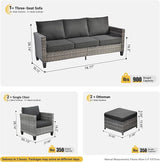ovios Patio Furniture Set, 5 Pieces Outdoor Wicker Sofa Couch with Ottomans Comfy Cushions - Photo 7