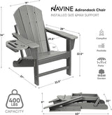 Adirondack Chair, HDPE Folding Adirondack Chair with Multifunctional Cup Holder - Photo 3