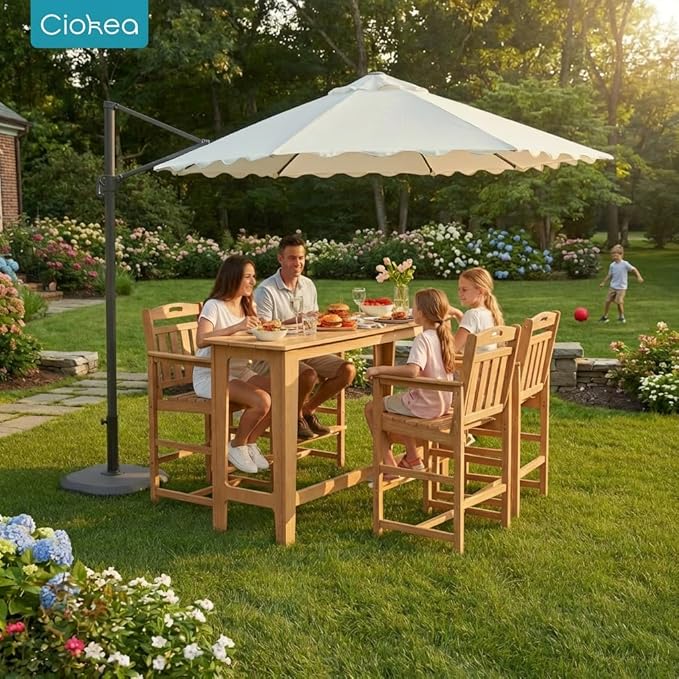 Ciokea Outdoor Bar Height Table Set of 5, 60" Extra Long Rectangle High Top Table and 4 Oversized Adirondack Chairs Set - Photo 2