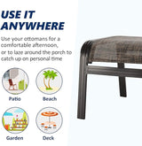 Outdoor Patio Foot Rest Ottoman Seat Textilene Portable Metal Footstool Portable Patio Chairs 2 Set Brown - Photo 5