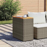 Grey Poly Rattan Garden Side Table with Acacia Wood Top and Powder-Coated Steel Frame, 22.8 in Long and 10.8 in Wide - Photo 3