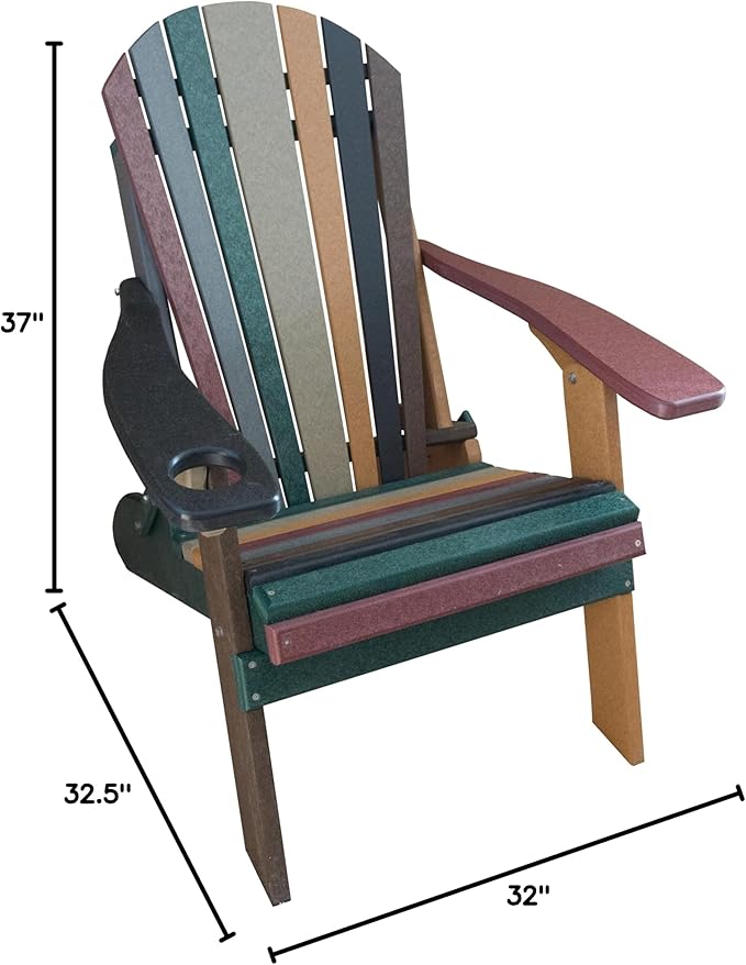 Furniture Barn USA Poly Folding Adirondack Chair with Smart Phone Holder, Striped Earth Tone