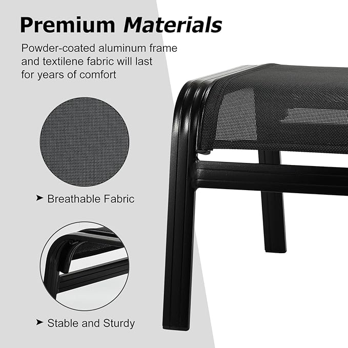 Patio Footstools Outdoor Foot Rest Aluminum Patio Ottomans Portable Seat Wicker Furniture Stackable Ottoman 2 Pieces - Photo 4