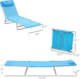 Outsunny Folding Chaise Lounge Pool Chairs, Outdoor Sun Tanning Chairs with Pillow, Reclining Back - Photo 3