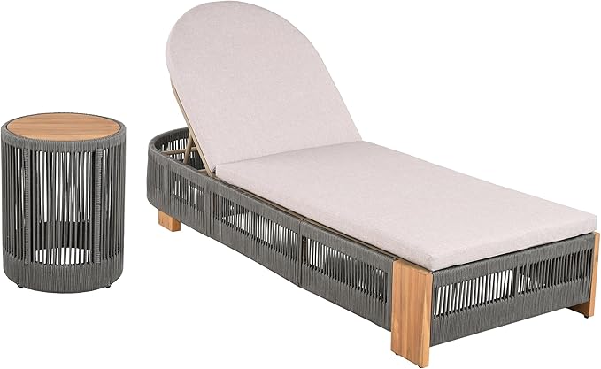 Outdoor Chaise Lounge Set, Patio Chaise Lounge Chairs with Side Table - Photo 1