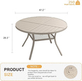 VICLLAX Round Patio Table with Adjustable Umbrella Hole for 6, All Weather Metal Outdoor Dining Table for Lawn Garden - Photo 3