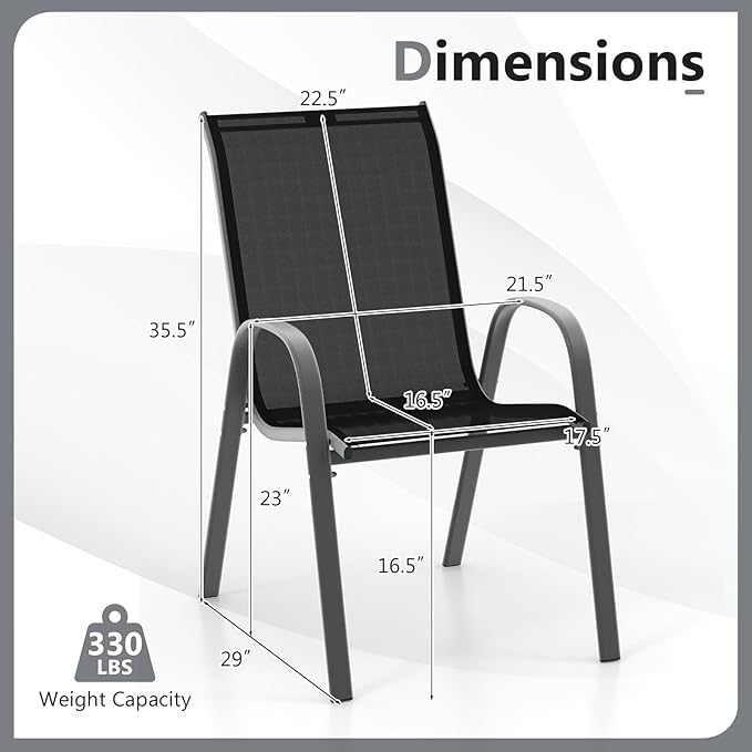 COSTWAY Patio Dining Chairs Set of 4, Stackable Outdoor Chairs with Armrest and High Back - Photo 3