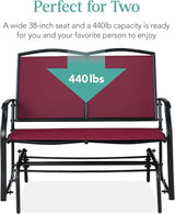 Best Choice Products 2-Person Outdoor Patio Swing Glider Steel Bench Loveseat Rocker for Deck, Porch w/Textilene Fabric - Photo 6