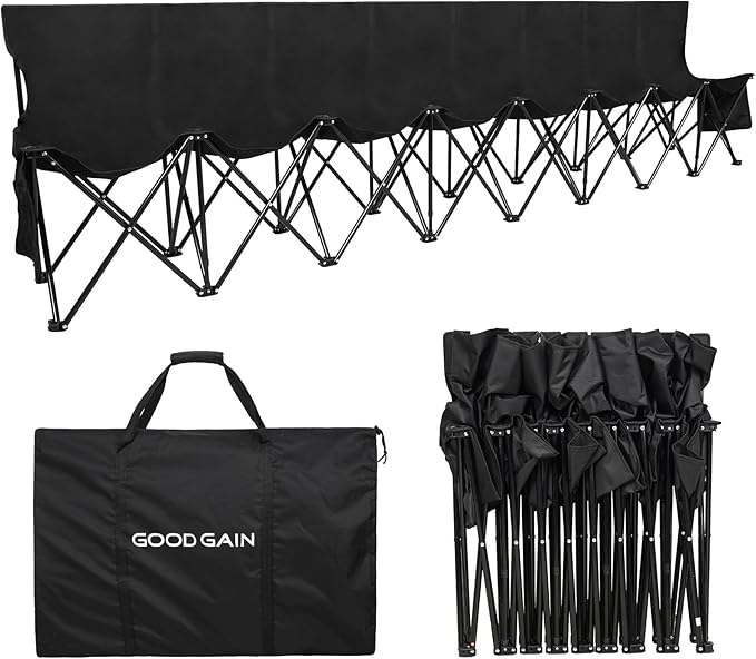G GOOD GAIN Portable Soccer Bench - Team Bench Soccer 8 Seats with Bag, Sideline Folding Bench - Photo 1