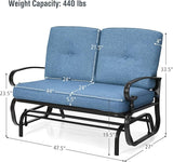 Giantex Outdoor Glider Bench, Patio Loveseat with Cushions, 440 Lbs Capacity, 2-Person Outdoor Rocking Chair - Photo 3