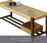 Grand patio Outdoor Wicker Bench with Storage 2-Seat Patio Bench for Garden Porch Living Room Bedroom - Photo 3