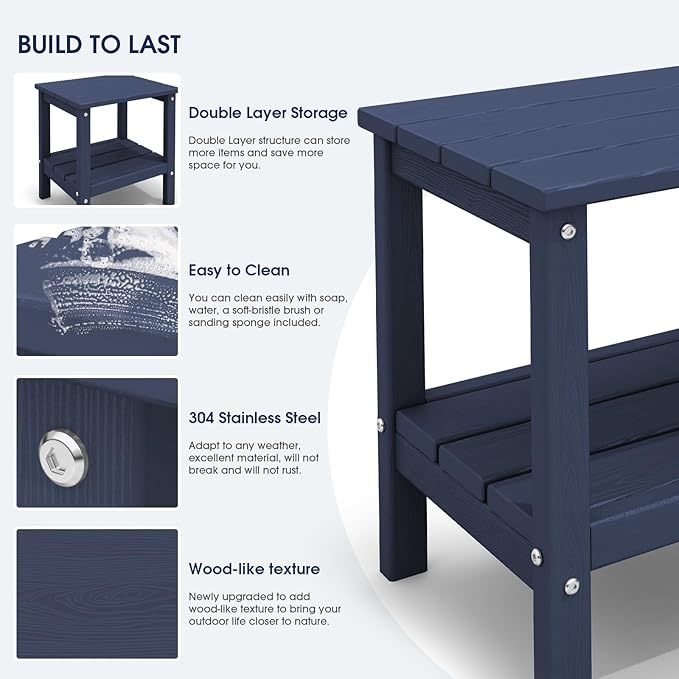 KINGYES Double Side Table, Adirondack End Table- Navy