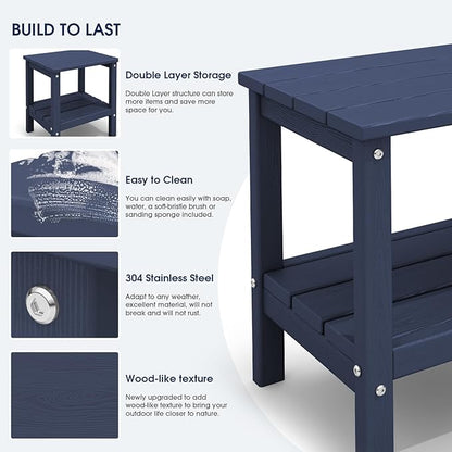 KINGYES Double Side Table, Adirondack End Table- Navy