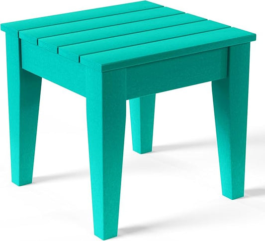 Costaelm Small Outdoor Side Table, Patio End Table Weather Resistant Outdoor Coffee Table, Square Conversation Table for Indoor, Porch, Balcony, Garden, Poolside, Deck, Turquoise