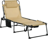 Folding Chaise Lounge Chair,5-Level Adjustable Reclining Back with Reading Face Hole, Outdoor Sun Tanning Chair for - Photo 7