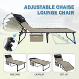 Folding Lounge Chair Outdoor with Insulated Cooler Bag Portable for Outside Patio Chaise Lounge Chair 5-Position with - Photo 5