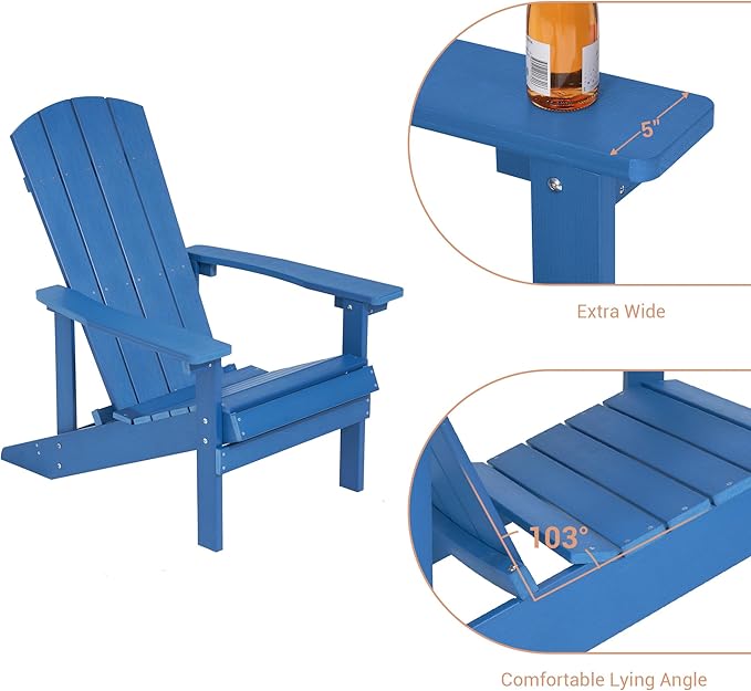 Adirondack Chairs, Plastic Adirondack Chairs Set of 2, All-Weather Resistant, Widely Used in Outdoor, Fire Pit, Deck, Outside, Garden