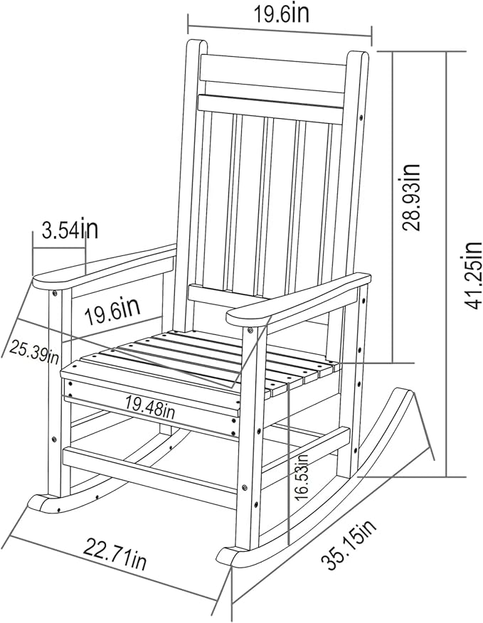 Oversized Rocking Chair with Wood-Texture, Outdoor Rocking Chair for Adults, All Weather Resistant Porch Rocker for Lawn Garden (White)