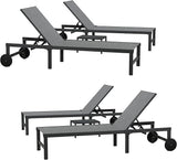PURPLE LEAF Outdoor Chaise Lounge Chairs Set Recliner Adjustable Chair with Wheels and Table for Poolside Beach Patio - Photo 2