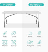 Best Choice Products 6ft Plastic Folding Table, Indoor Outdoor Heavy Duty Portable w/Handle, Lock for Picnic, Party - Photo 4