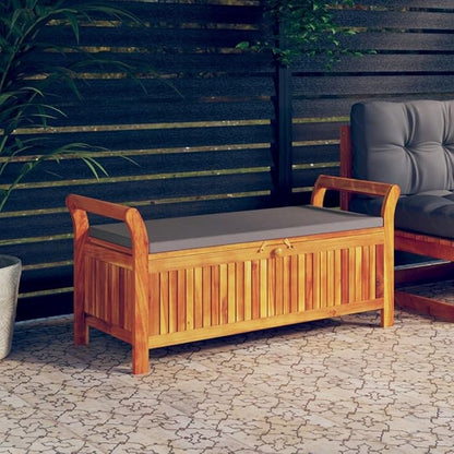 Patio Storage Bench with Cushion Wooden Storage Chair Wooden Garden Bench Porch Bench Patio Bench Outdoor Bench for Outdoor porches, lawns, Balconies and backyards. 49.6" Solid Wood Acacia