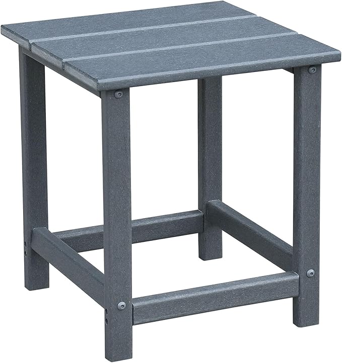3-Piece Adirondack Chairs Set of 2 and Patio Table,Plastic Patio Firepit Chair with Cup Holder& High Backrest, Adirondack Chair for Outdoor, Patio, Garden, Beach(Grey-3)