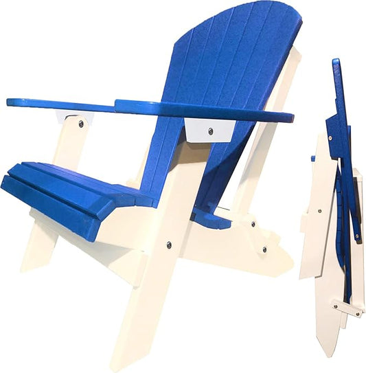 DuraWeather Poly® Classic King Size Folding Adirondack Chair (Pool Blue on White)