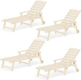 LUE BONA Outdoor Chaise Lounge Chairs Set of 4, HDPS Chaise Lounger, 5 Positions Adjustable Lounge Chairs - Photo 1