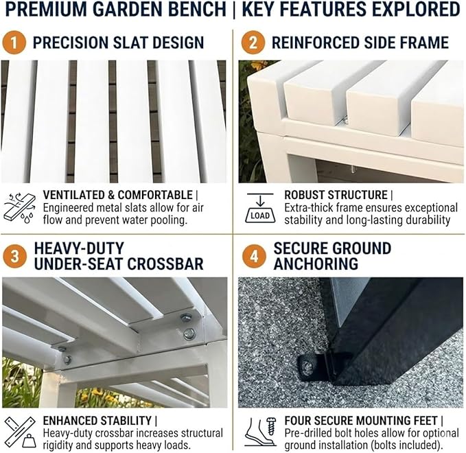 Backless Patio Bench Outdoor Metal Bench, 3.3ft 3.9ft 4.9ft 5.9ft Weatherproof Garden Benches 2-Person Outside Chair for Yard Porch Entryway Sturdy Steel Frame Furniture(Yellow,3.93ft)