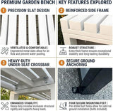 Backless Patio Bench Outdoor Metal Bench - Photo 5