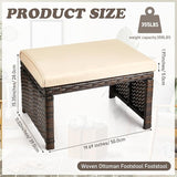 2 Pcs Patio Rattan Ottomans Outdoor Wicker Ottomans Patio Footstool Footrest with Removable Cushion Soft Zippered - Photo 2