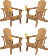 VINGLI Plastic Adirondack Chairs Set of 4, Folding with Cup Holder, Waterproof HDPE Material - Photo 1