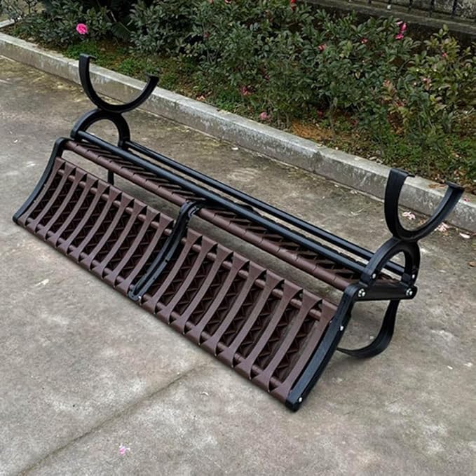 Metal Garden Bench, Outdoor Patio Chair with Backrest & Armrest, Sturdy Cast Iron Feet for Yard and Entryway