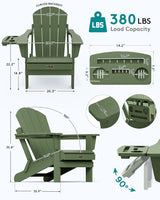 SERWALL Folding Adirondack Chair, Paito Adirondack Chairs with 4-in-1 Multi-Functional Cup Holder, Outdoor Chairs - Photo 3
