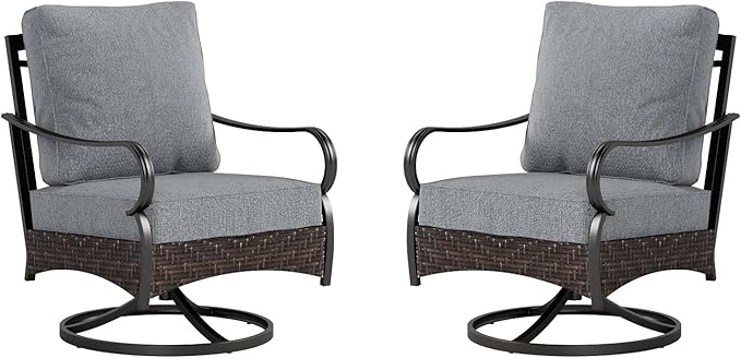 Sophia & William Extra Large Outdoor Patio Swivel Sofa Chairs Set 2 PCS Heavy-Duty Metal Porch Furniture with High Back - Photo 1