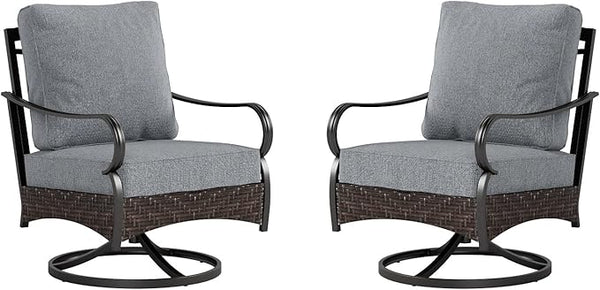 Sophia & William Extra Large Outdoor Patio Swivel Sofa Chairs Set 2 PCS Heavy-Duty Metal Porch Furniture with High Back - Photo 1