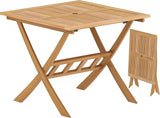Tangkula 36" Acacia Wood Patio Dining Table, Square Folding Outdoor Bistro Table with Umbrella Hole and X-Shaped Frame - Photo 1