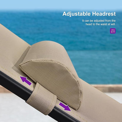 PURPLE LEAF Patio Oversized Chaise Lounge with 15FT Umbrella Outdoor Lounge Chair Beach Pool Sunbathing Lawn Lounger, Base and Side Table Included, Taupe