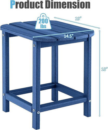 Giantex Outdoor Side Table, 18-Inch Small Patio Table, Weather Resistant HDPE Adirondack Table, Square Tea Table for Backyard, Poolside, Garden, Balcony, Outside End Table, Navy