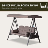 Outsunny 3-Seat Patio Swing Chair, Outdoor Porch Swing Glider with Adjustable Canopy, Removable Cushion - Photo 6