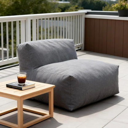 Patio Armless Chair, Outdoor Middle Bean Bag Chair, Daybed Sofa Comfy Couch, Modular Patio Sectional Sofa, Water-Resistant Olefin Fabric, High-Density Foam Filled, Comfy Lounge Seat, Dark Gray