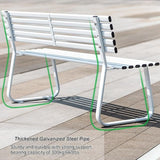 Outdoor Metal Garden Bench with Thickened Galvanized Steel Pipe, Weatherproof, 660lbs Load Capacity, for Patio, Balcony - Photo 4