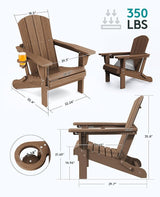 SERWALL 5-Piece Adirondack Chair and Ottoman and Table Set, Brown - Photo 5