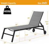 Yaheetech Outdoor Patio Chaise Lounge, All Weather Outdoor Lounge with Wheels, 5-Position Adjustable Recliner for Patio - Photo 2