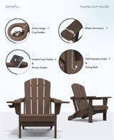 SERWALL Adirondack Chair with Cup Holders - Composite Adirondack Chairs Set of 8 HDPE Outdoor Chairs All Weather Use - Photo 8