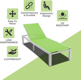 LeisureMod Marlin Aluminum Outdoor Chaise Lounge Chair - Mesh Sling Fabric Seat White Aluminum Frame Beach - Photo 5