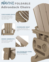 Adirondack Chair Set of 8, HDPE Folding Adirondack Chair with Multifunctional Cup Holder - Photo 4