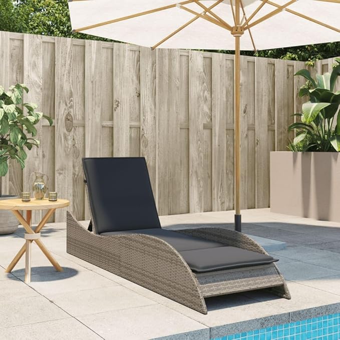 Grey PE Rattan Adjustable Chaise Lounge Chair Outdoor Patio Lounger 80.7"x23.6"x28.7" with 3-Position Recline & - Photo 4