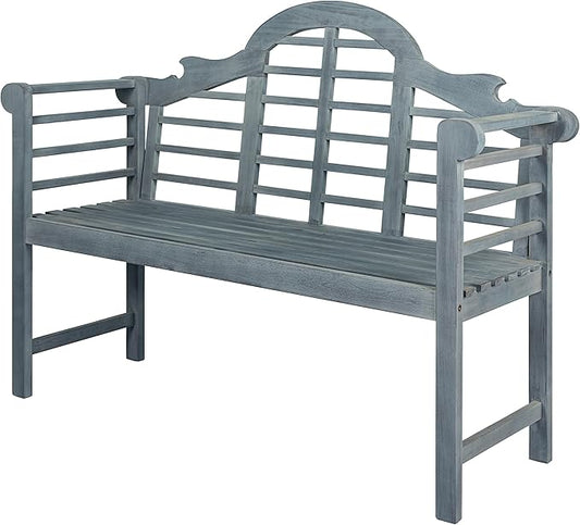 Eyely HNB103B Lucy 51.2" 3-Seat Arched 600-Lbs Support Acacia Wood Outdoor Garden Patio Bench for Garden, Lawn, Backyard, Pool, Deck, Beach, Firepit, Gray