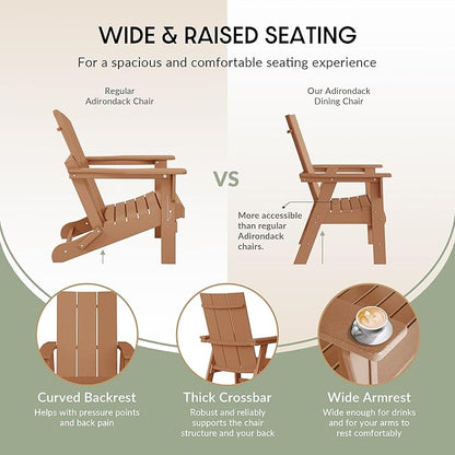 WestinTrends Ashore Outdoor Patio HDPE Plastic Modern Adirondack Dining Chair Teak
